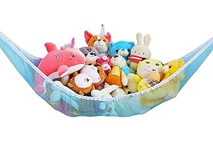 Powkoo Toy Hammock Stuffed Animals Storage Hammock Stuffie Squishmallows Party Hammock Toy Organizers Collection | Size:72" x 48" x 48" (Blue)