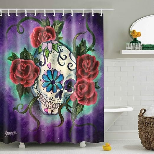 Amazon Com Messagee Unique And Generic Sugar Skull Tattoo Shower