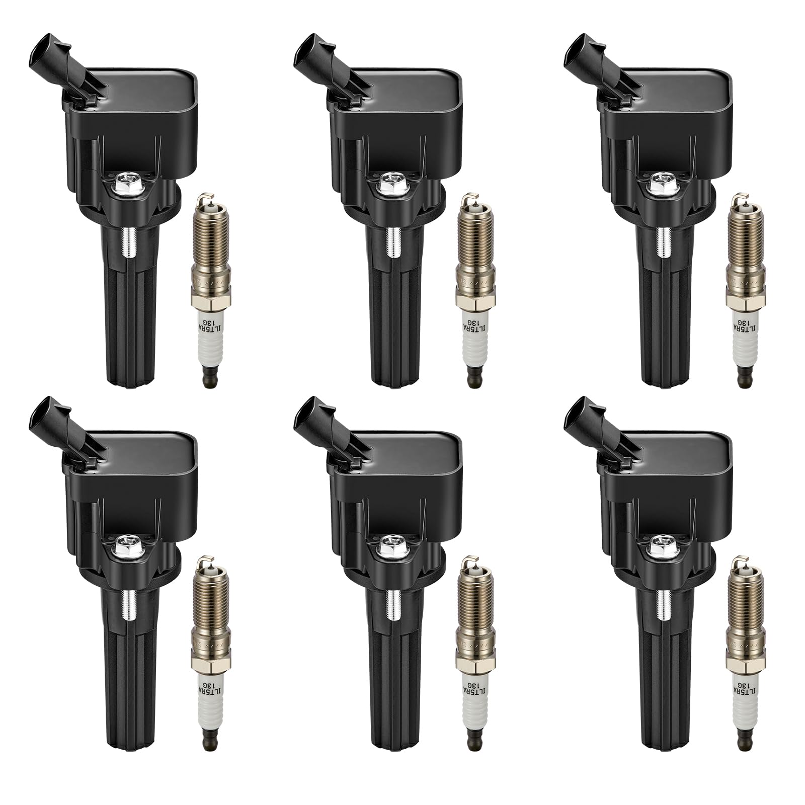 BDFHYK Ignition Coils UF497 and Iridium Spark Plug 5019 Compatible with GMC Envoy XL Chevrolet Trailblazer EXT Saab 9-7x Buick Rainier Isuzu Ascender l6 4.2L Replaces C741 GN10454 AP5364 Set of 6