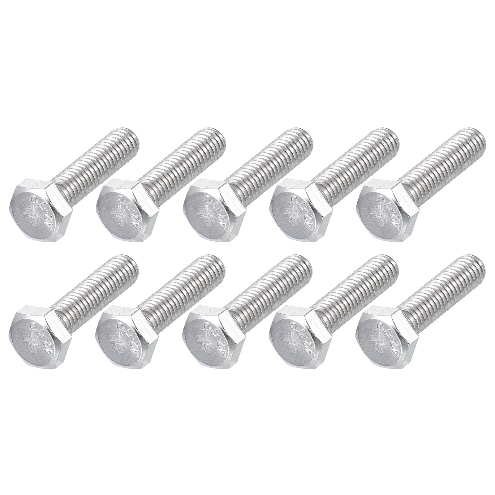 METALLIXITY Hex Bolts (M6-1x25mm) 10Pcs, 304 Stainless Steel Coarse Fully Threaded Hex Head Screw Bolt Machine Screws - for Furniture Repair, Silver