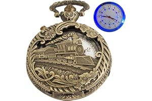 WHODOIT Pocket Watch with LED Lights, Creative Arabic Numeral Dial for Men's Pocket Watch