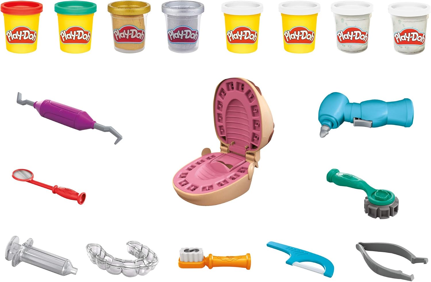 Play-Doh Drill 'n Fill Dentist Toy for Toddlers Non-Toxic Modelling Compound Set including 6 Cans, Creative Toys for 3+ Year Old Kids - Image 5