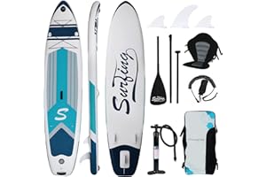 YU YUSING YUSING Inflatable Paddle Board with Seat, 11' x 32'' x 6" SUP, Paddle Boards for Adults, Non-Slip Deck SUP Paddle Board with Premium Kayak and SUP Accessories,3 Removable Fins