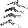 Mallofusa Pack of 4 Pcs of Mini Metal Shooting Gun Model Keychain Pendant Key Ring Sniper Rifle Pendant (502#003#747#664)