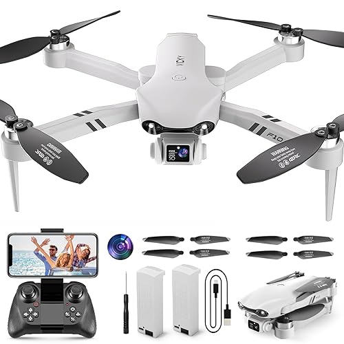 4DRC F10 Foldable Drone with Camera for Adults,1080P HD FPV Live Video, Altitude Hold，Headless Mode,3D Flips, Trajectory Flight, App Control,One Key Start, RC Quadcopter for kids with 2 Batteries