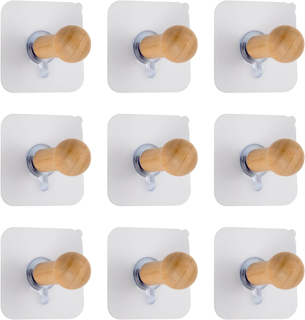 10 Pack Adhesive Wall Hooks Wooden Hat Hooks No Drills Hanging Hook