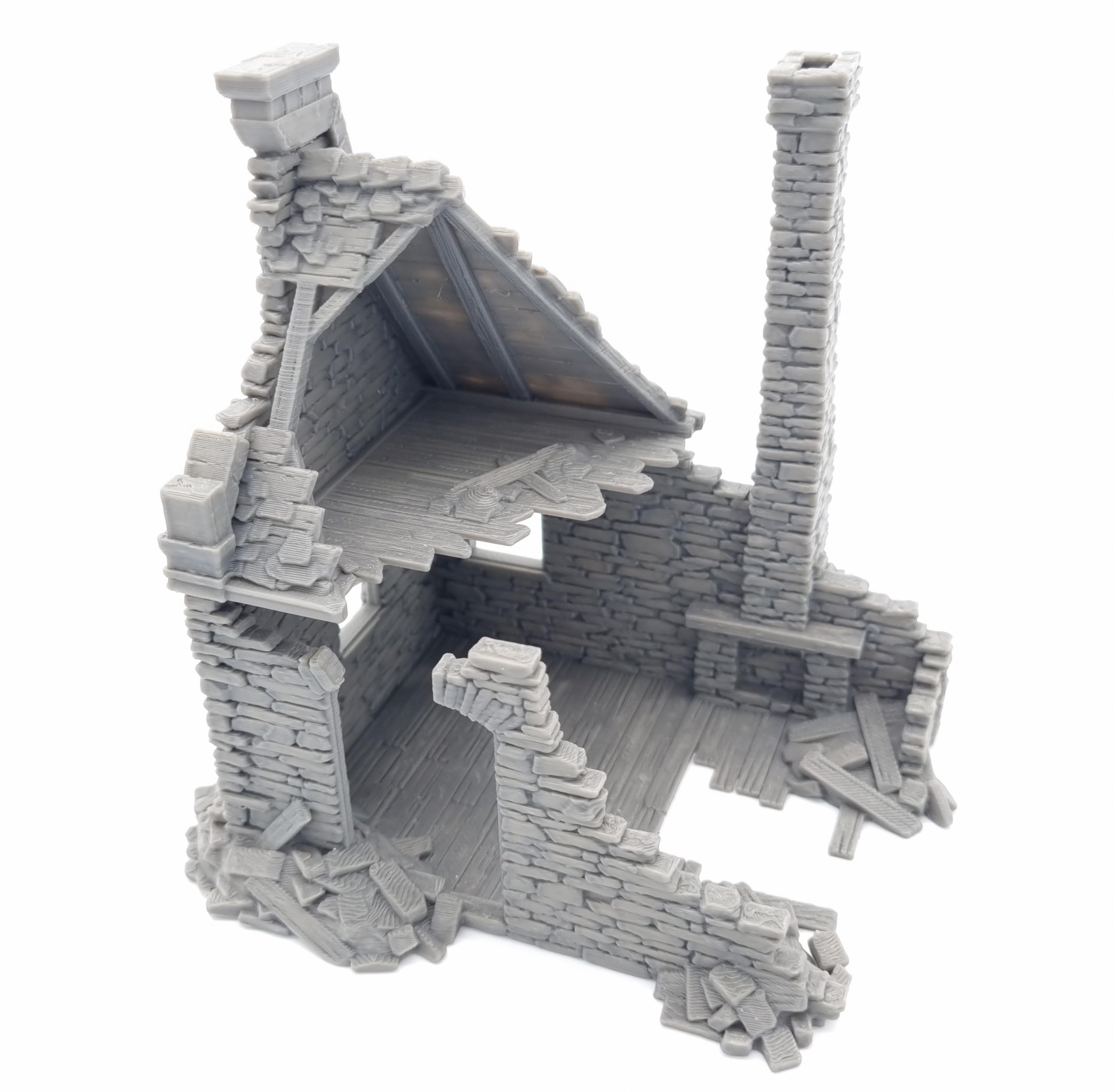 QP3D - Medieval Ruined Stone House, Wargame Terrain Scenery for Tabletop Games 15mm, 20mm Scale Miniatures, 16-20 Century European Building for RPG 2WW Railway Modelling (15mm Scale)