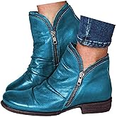 Ankle Boots for Women Arch Support Boots Side Zipper Vintage Leather Damping Shoes Flat Heel Booties Wide Width Orthopedic Comfortable Slip On High Top Business Dress Oxford Boot