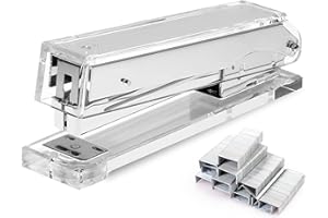 OfficeGoods Acrylic Stapler – Aesthetic & Durable Silver Desk Staple for Modern Office – Stylish & Compact Office Supplies for Women & Men