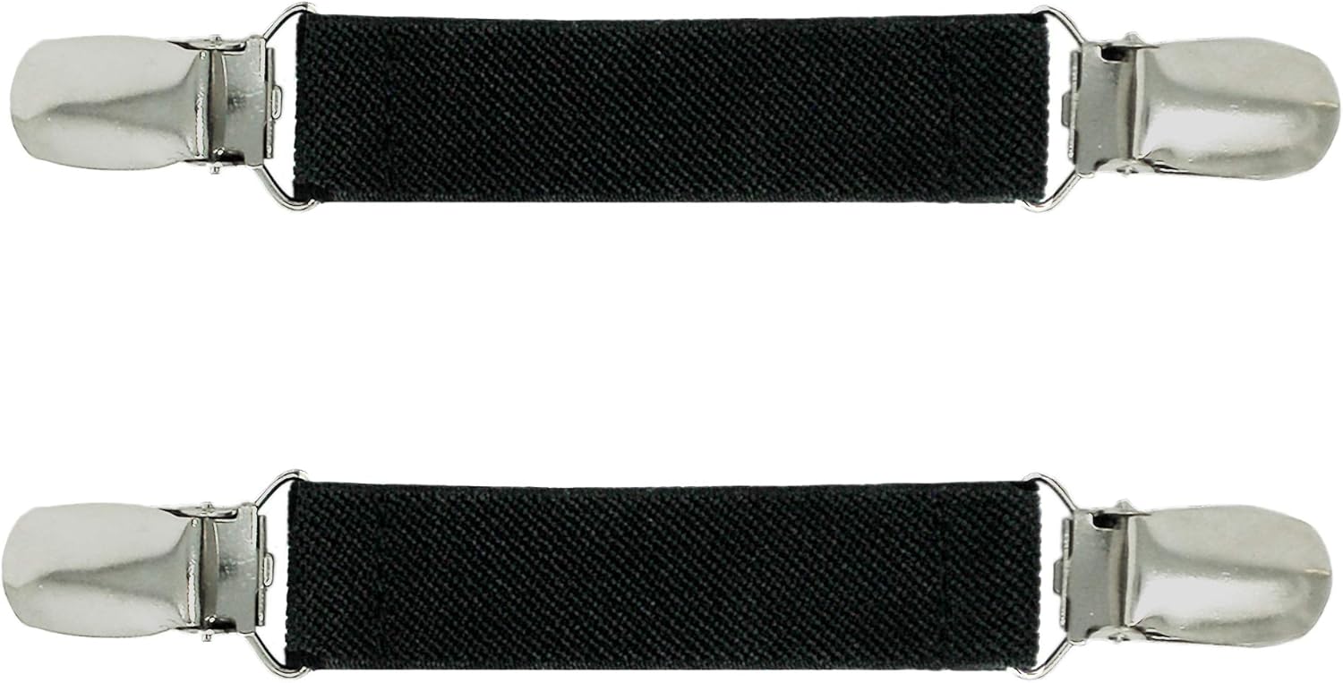Elastic Mitten Clips for Kids and Adults – Tight Grip Glove Clips for Use with Mittens, Winter Ski Gloves, Work Gloves (1 Pair – 2 Clips) Black : Clothing