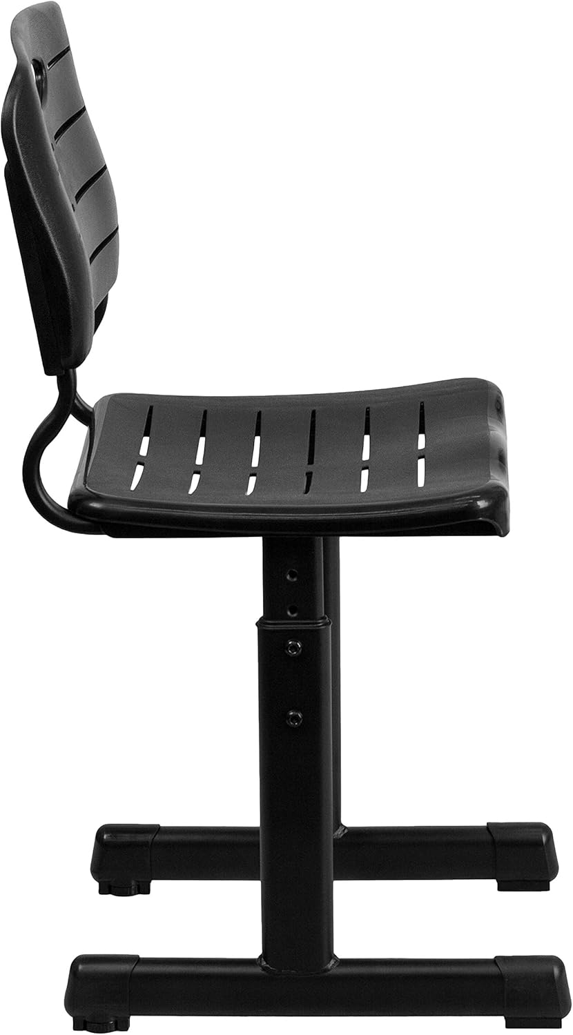 Flash Furniture Adjustable Height Black Student Chair with Black Pedestal Frame: Furniture & Decor