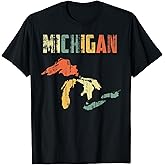 The Great Lakes Largest Water Retro Color Michigan MI Pride T-Shirt Small