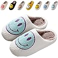 Bevaney Smile Face Slippers for Women - Soft Plush Retro Preppy Slip-on Comfortable Indoor/Outdoor Shoes