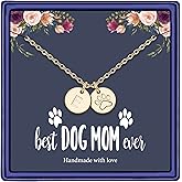 Dog Mom Gifts for Women Necklace, 14k Gold Filled Dog Mom Gifts Letter Initial Necklace Women Girls Alphabet Disc Puppy Paw Print Necklace Pet Dog Lovers Gifts for Dog Mom