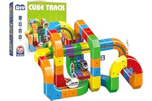 Megele 2025 New Klick Rail Electric Train Set, Electric Train Set Flexible Race Track with 2 Cars, Gravity-Defying 3d Stem Learning Toy (Advanced Edition Random Color)