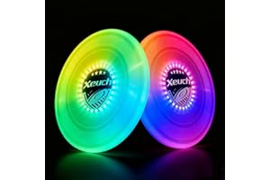 Xeuch 2 Pack Flying Disc, Glow Frisbee with 30 RGB LEDs, 16 Light Modes and 4 Brightness, 6-Hour Playtime, Built-in Timer & Sensor, 175g - Christmas, Birthdays Gifts for Men/Boys/Teens/Kids