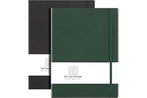 B5 College Ruled Notebook Softcover Journals (2-Pack)- AHGXG Large Composition Notebook 7.6 x 10 inch with Thick 100gsm Lined Paper, Total 408 Numbered Pages, Black Green