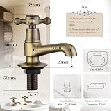 Peppermint Basin Pillar Taps Pair Antique Brushed Bronze Twin Bathroom Mixer view 6