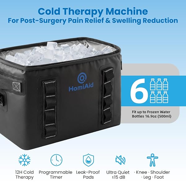 HOMIAID COLD THERAPY MACHINE WITH PROGRAMMABLE TIMER, PORTABLE ICE MACHINE FOR KNEE AFTER SURGERY,KNEE REPLACEMENT,ACL, PAIN RELIEF, FOR SPORTS INJURIES, SPRAINS, REDUCE SWELLING, KNEE PAD
