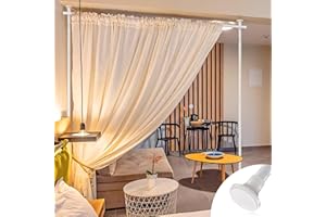 WEFAITH Room Divider Curtain Rod -28-96''Wide,4-9ft Tall No Drilling Partition Room Dividers Wall,Heavy Duty 1'' Metal Tension Curtain Stand for Studio Apartment Room Separation,Portable Room Separator,White