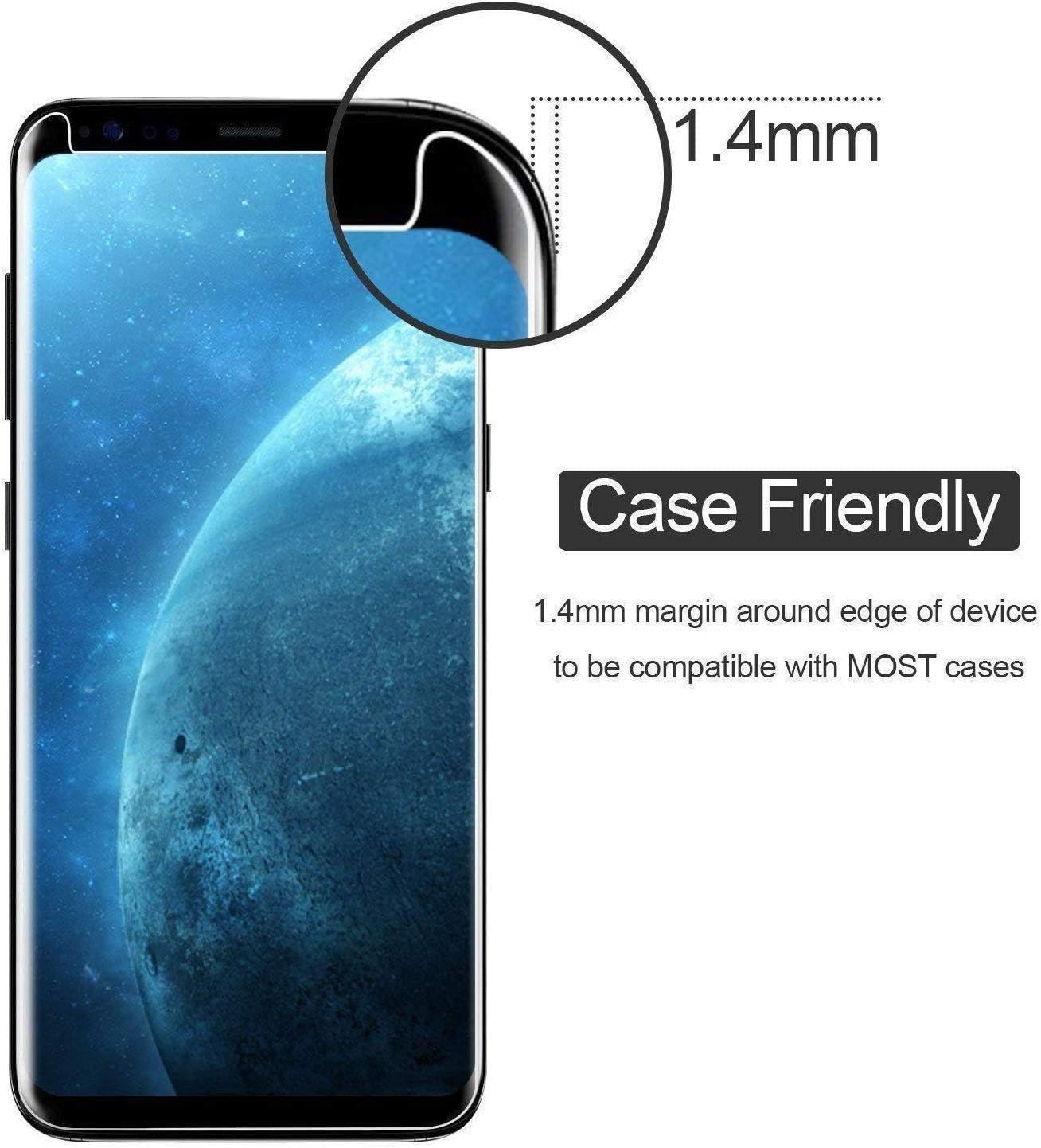 Galaxy S8 Screen Protector, (2-Pack) Tempered Glass Screen Protector [Force Resistant up to 11 pounds] [Full Screen Coverage] [Case Friendly] for Samsung S8
