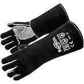 RAPICCA Welding Gloves Fire Heat Resistant: Fireproof Leather For Stick Mig Flux-Core Welder Forge Blacksmith Fireplace Wood
