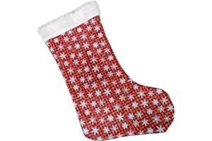 AugFrog Giant Christmas Stocking, Large Size Red Snowflake Pattern, White Plush Faux Fur Cuff, Large Xmas Stocking for Home, Big Stocking for Stairs, Fireplace and Christmas Tree Decorative