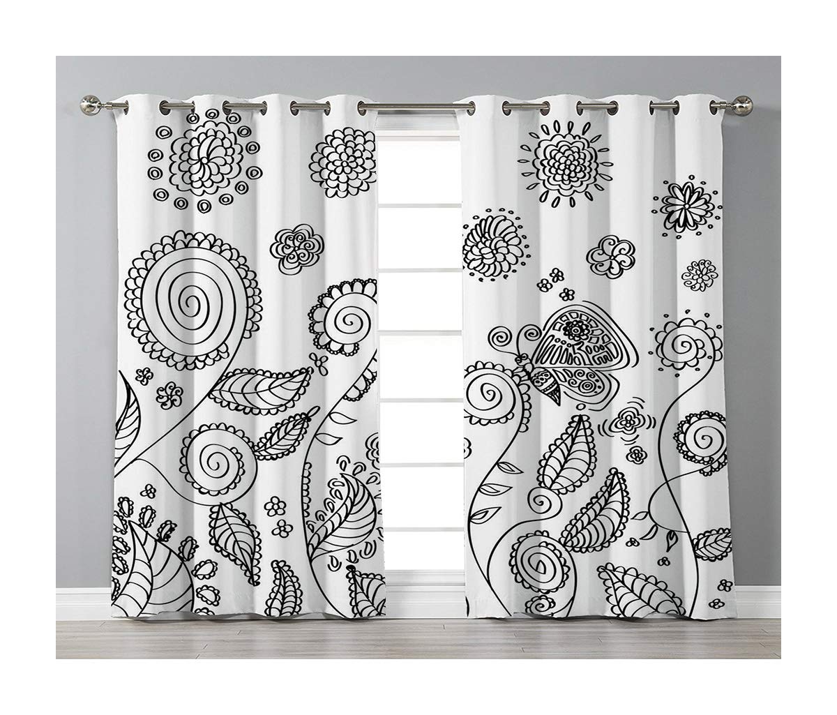 Goods247 Blackout Curtains,Grommets Panels Printed Curtains Living Room (Set of 2 Panels,52 95 Inch Length),Floral