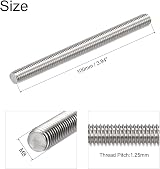 sourcing map M8 x 100mm Fully Threaded Rod 304 Stainless Steel Right Hand view 3