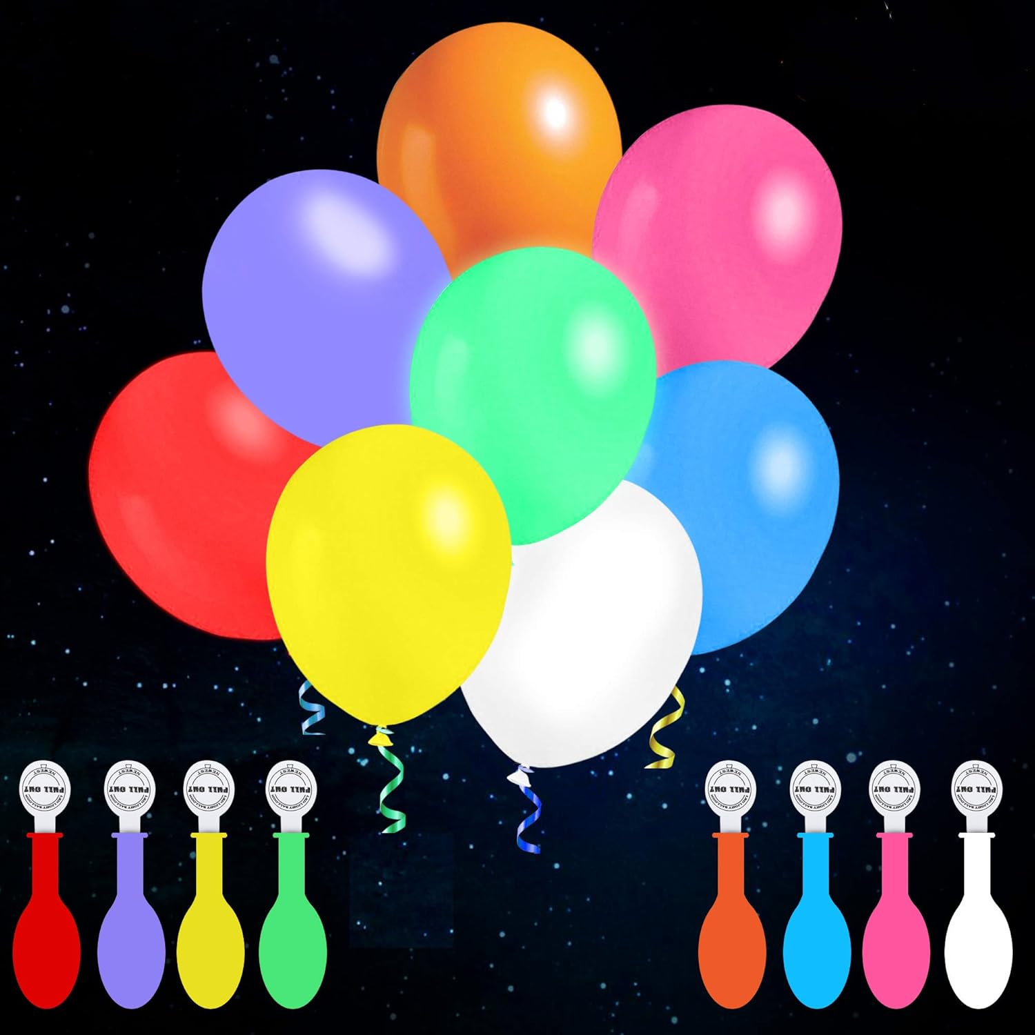 iFUNow 32 Pack LED Balloons Flashing, 8 Colors Light Up Balloons, Lasts 12-24 Hours for Glow in the Dark Party Supplies, Birthday Decorations, Halloween Party: Toys & Games