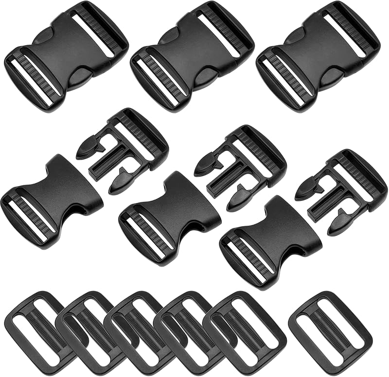 LiteTour 6 Set 25mm 1inch Buckles Clips Tri-Glide Slides Flat Side Release