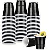 Pineburg 50 Pack 2oz Black Plastic Shot Glasses - Graduation Party Cups, Elegant Spring Celebration Disposable Cups for Easter, Mother's Day &amp; Graduation Ceremonies