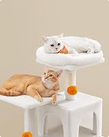 Feandrea Cat Tree Tower 112 cm Cream White Multi-Level Plush Condo with view 2