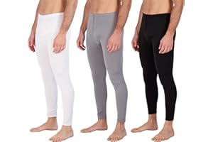 Real Essentials 3 Pack: Men's Thermal Underwear Base Layer Fleece Lined Pants with Fly - Long John Bottom(Big & Tall)