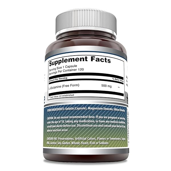 AMAZING FORMULAS L-GLUTAMINE AMINO ACID SUPPLEMENT | 500 MG | CAPSULES | NON-GMO | GLUTEN-FREE | MADE IN USA (1 PACK | 120 COUNT)