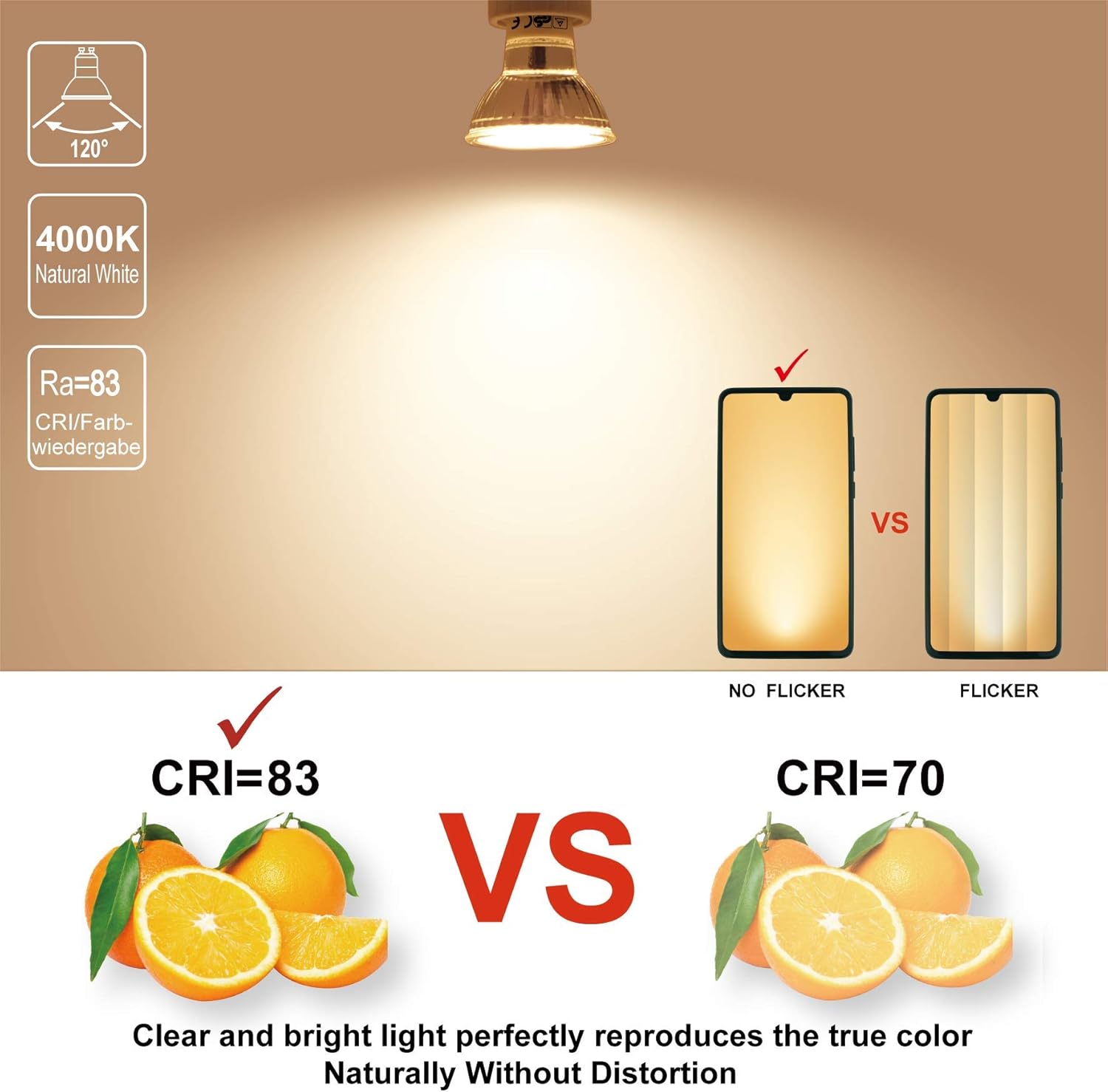 EACLL GU10 LED Bulbs Neutral Daylight White 4.8W 4000K, 50W Halogen Lamp Equivalent. 710 Lumen Energy Saving Light Source - Image 4