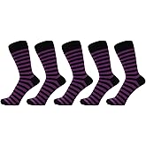 ZAKIRA Finest Combed Cotton Striped Dress Socks for Men, Women - 5 Pack