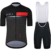 Men's Cycling Jersey Set Cycling Kit Bicycle Jersey Rear Zipper Pocket Bike Bib Shorts with Pockets Race Fit High Density Pad