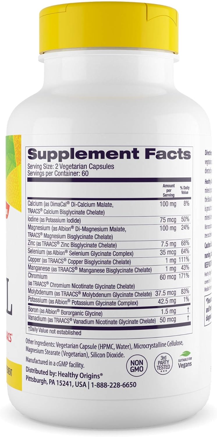 Healthy Origins Chelated Multi Mineral (Featuring Albion Minerals), 120 Veggie Caps: Health & Personal Care