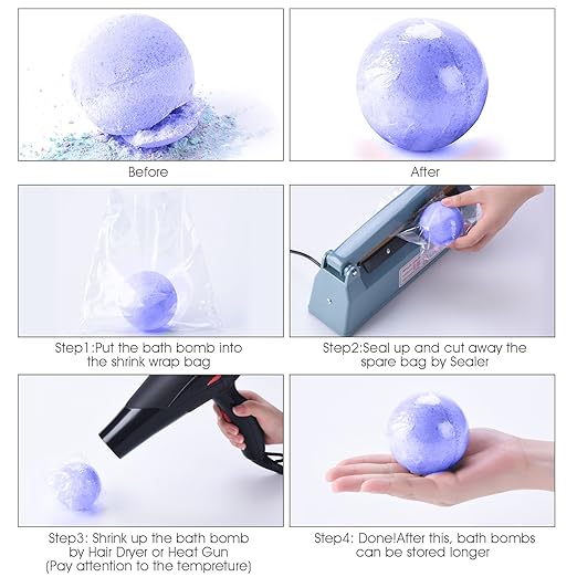 DIY Metal Bath Bomb Mold 12 Set & 200 Pieces Shrink Wrap Bags for Own Recipes eBay