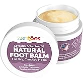 ZenToes Natural Foot Balm | Hydrating Cream for Dry, Cracked Heels & Feet | Enriched with Coconut, Tea Tree, Jojoba & Vitamin E Oils | Soothes & Softens Rough Skin | 2oz