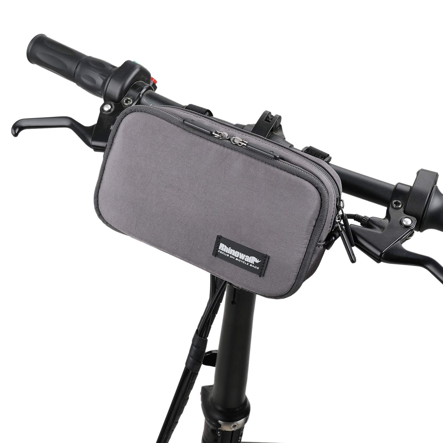 BAIGIO Bike Handlebar Bag Waterproof Bicycle Front Frame Top Tube Basket Storage Pouch Frame Bag Cycling Bag Detachable Shoulder Strap with Rain Cover (Grey)