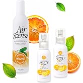 Air Scense Orange Natural Air Freshener 1pk + Citrus Pre-Toilet Spray 3pk | Made with essential oils | Neutralizes &amp; prevents odors | Air freshener + pre-toilet sprays