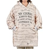 Huglanket Jane Austen Gifts for Women, Pride and Prejudice Gifts Wearable Flannel Blanket Hoodie, Super Soft Warm Cozy with Two Large Pocket - One Size Fits Most - Gifts for Jane Austen Fans