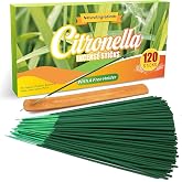FIRIK Citronella Incense Sticks Outdoor, 120 PCS Lemongrass Incense Sticks with Wooden Holder for Home Pool Side Garden, Patio, Camping Trips, Porches, Courtyards, Farm, Backyard