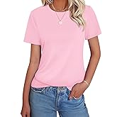 GKBK Womens Short Sleeve Cotton Shirts Crewneck Summer Tops Casual Cute Basic Tee Tshirt Spring Clothes Outfits Trendy