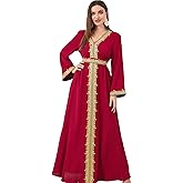 FYMNSI Women Muslim Abaya Dress Islamic Dubai Modest Lace Belted Dress Abayas Kaftan Eid Prayer Clothes Arabian Maxi Robe