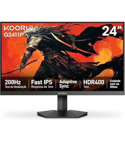 KOORUI Monitor de jogos de 24 polegadas, monitor IPS rápido de