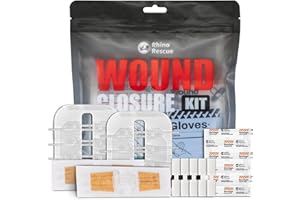 RHINO RESCUE Wound Closure Kit, 3 Types Butterfly Bandages with Bandages, Triple Antibiotic Ointment, Wound Closure Strips, Stitchless & Painless Stitch Zip Laceration Closure First Aid Kit