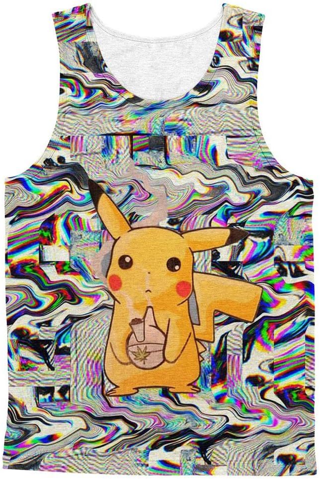 Cottonsyria Men's Cartoon Tank Tops Comic Sleeveless Shirts Hip Hop T-Shirts Tees (X-Large)